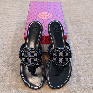 Tory Burch Shoes - NIB Tory Burch Metal Miller Sandal Navy Silver 9 Tory Burch Shoes - NIB Tory Burch Metal Miller Sandal Navy Silver 9